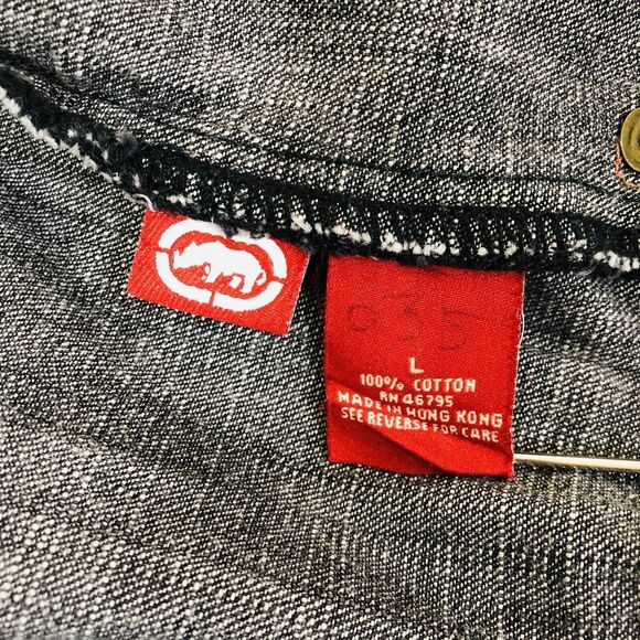 Vintage Ecko Unltd. Denim Jacket Leather Patchwork Rhino Men's Large - Picture 11 of 12